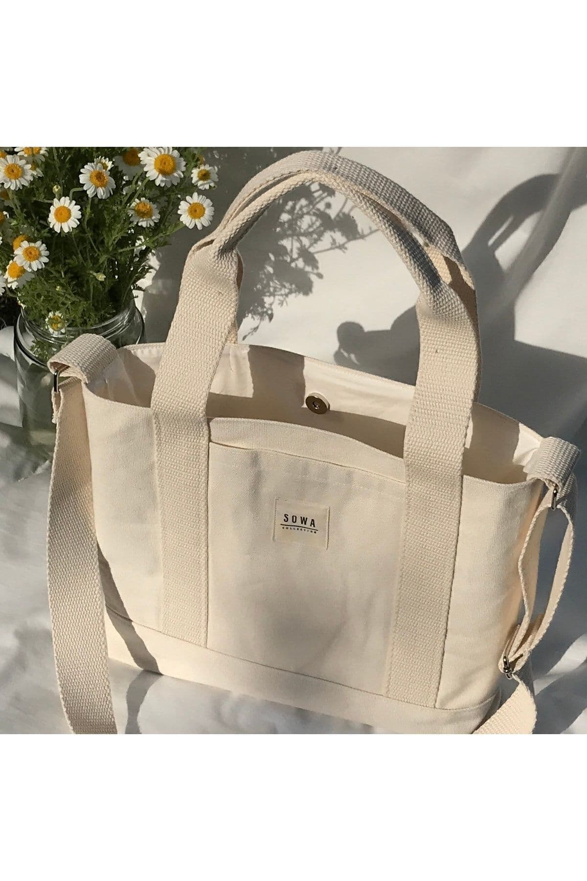 کیف دستی و دوشی زنانه Sowa Collection کانواس با دکمه فشاری و بند قابل تنظیم U:30 E:35 G:10 Cm کیف دستی و دوشی زنانه Sowa Collection کانواس با دکمه فشاری و بند قابل تنظیم U:30 E:35 G:10 Cm