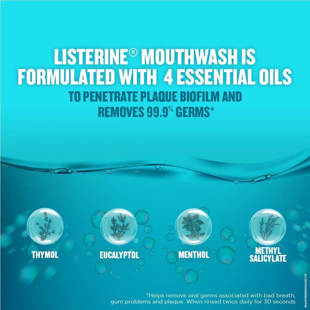 دهانشویه Listerine با طعم نعناع خنک 500 ml دهانشویه Listerine با طعم نعناع خنک 500 ml