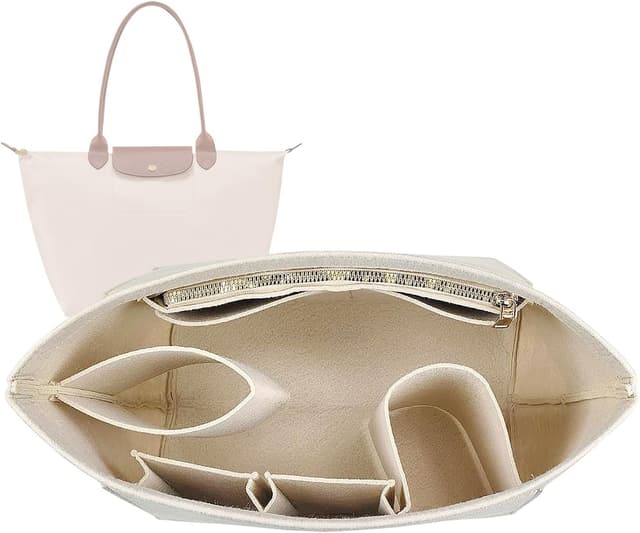 نظمدهنده داخلی کیف بزرگ Longchamp le pliage Lckaey نمدی زیپدار مدل 1028beige-L نظمدهنده داخلی کیف بزرگ Longchamp le pliage Lckaey نمدی زیپدار مدل 1028beige-L