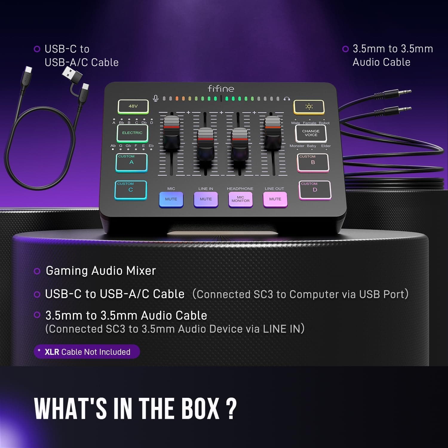 میکسر صوتی گیمینگ FIFINE مدل Ampligame SC3 با رابط میکروفون XLR میکسر صوتی گیمینگ FIFINE مدل Ampligame SC3 با رابط میکروفون XLR