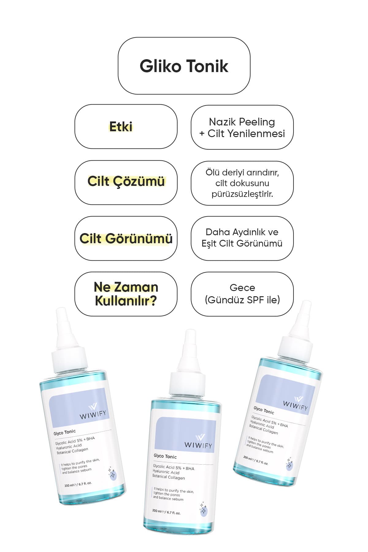تونیک WIWIFY پاککننده و بازسازیکننده پوست ضد جوشهای سرسیاه Glycolic Acid 5% + BHA تونیک WIWIFY پاککننده و بازسازیکننده پوست ضد جوشهای سرسیاه Glycolic Acid 5% + BHA