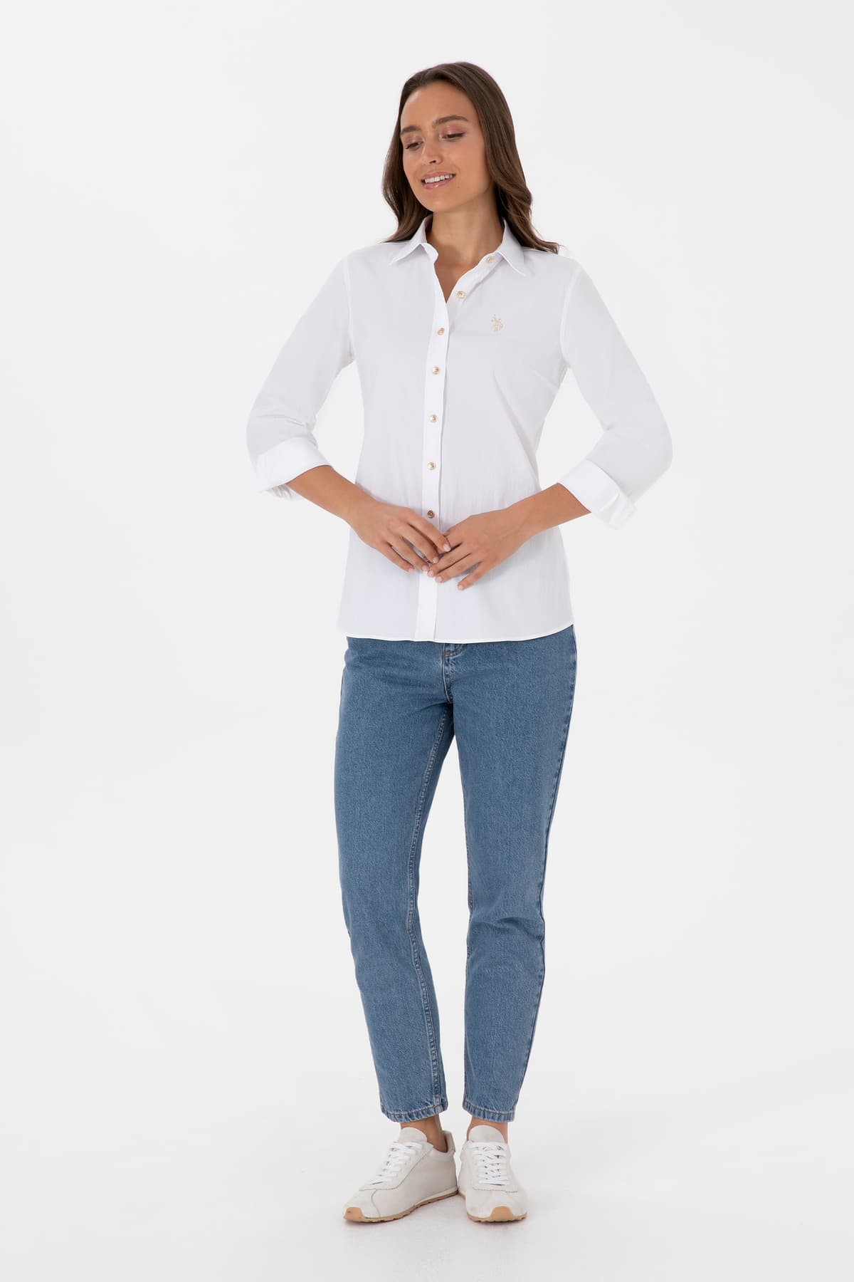 پیراهن زنانه U.S. Polo Assn. سفید آستین بلند ساده مدل 50308024-VR013 پیراهن زنانه U.S. Polo Assn. سفید آستین بلند ساده مدل 50308024-VR013