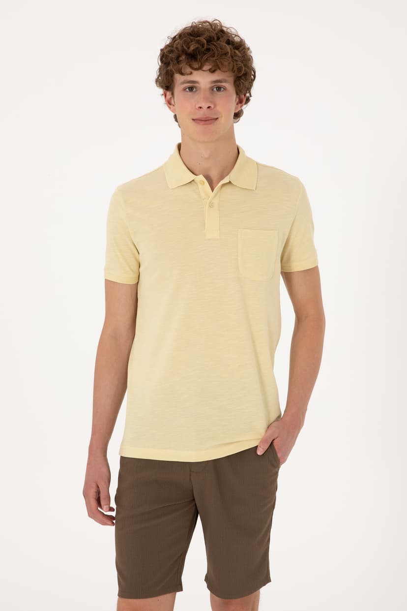 تیشرت مردانه U.S. Polo Assn. اسلیم فیت یقه پولو زرد روشن مدل 50299538-VR183 تیشرت مردانه U.S. Polo Assn. اسلیم فیت یقه پولو زرد روشن مدل 50299538-VR183