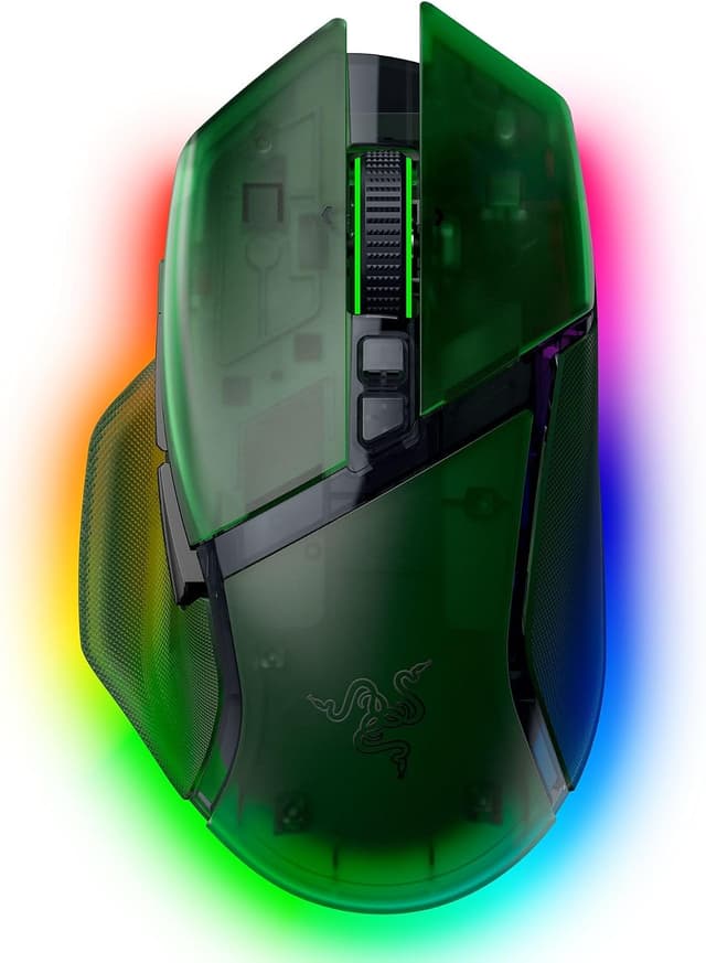 ماوس بازی بیسیم ارگونومیک RGB Razer مدل Basilisk V3 Pro 35K با چرخ 4 جهته، حسگر 35K DPI و 13 دکمه، سبز فانتوم ماوس بازی بیسیم ارگونومیک RGB Razer مدل Basilisk V3 Pro 35K با چرخ 4 جهته، حسگر 35K DPI و 13 دکمه، سبز فانتوم