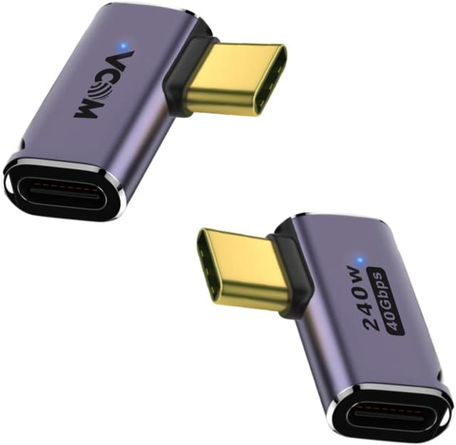 آداپتور USB C نر به ماده VCOM زاویهدار ۹۰ درجه با انتقال داده 40 Gbps، 240 W، بسته 2 عددی آداپتور USB C نر به ماده VCOM زاویهدار ۹۰ درجه با انتقال داده 40 Gbps، 240 W، بسته 2 عددی