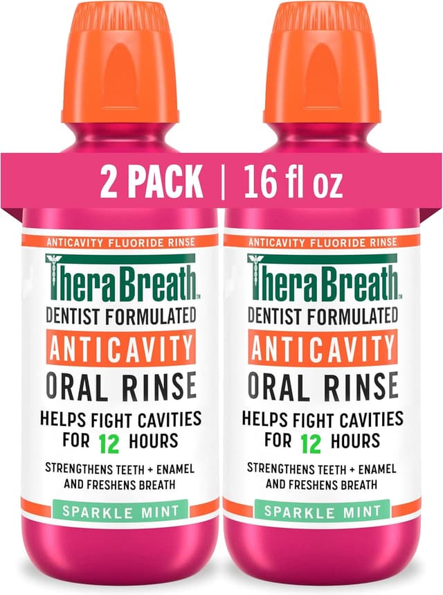دهانشویه THEBREATHCO برای پوسیدگی و بوی بد دهان با فرمول دندانپزشکان، نعناع درخشان، 16.9 Ounce (Pack of 2) دهانشویه THEBREATHCO برای پوسیدگی و بوی بد دهان با فرمول دندانپزشکان، نعناع درخشان، 16.9 Ounce (Pack of 2)