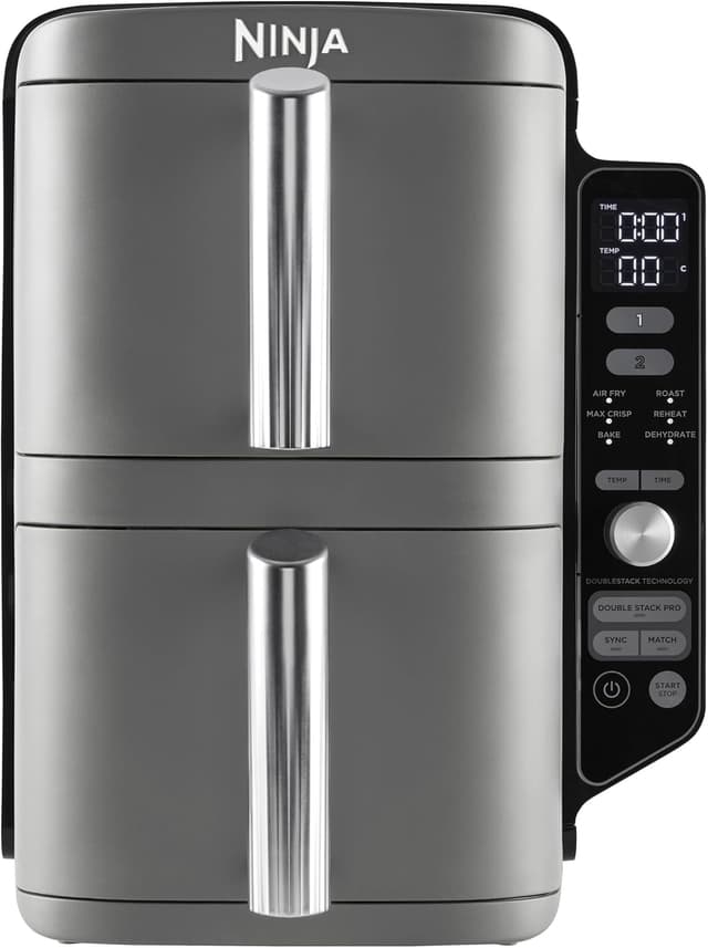 سرخکن بدون روغن عمودی XL دوکشویی NINJA، ۴ سطح پخت، ظرفیت 9.5L، خاکستری مدل SL400ME سرخکن بدون روغن عمودی XL دوکشویی NINJA، ۴ سطح پخت، ظرفیت 9.5L، خاکستری مدل SL400ME