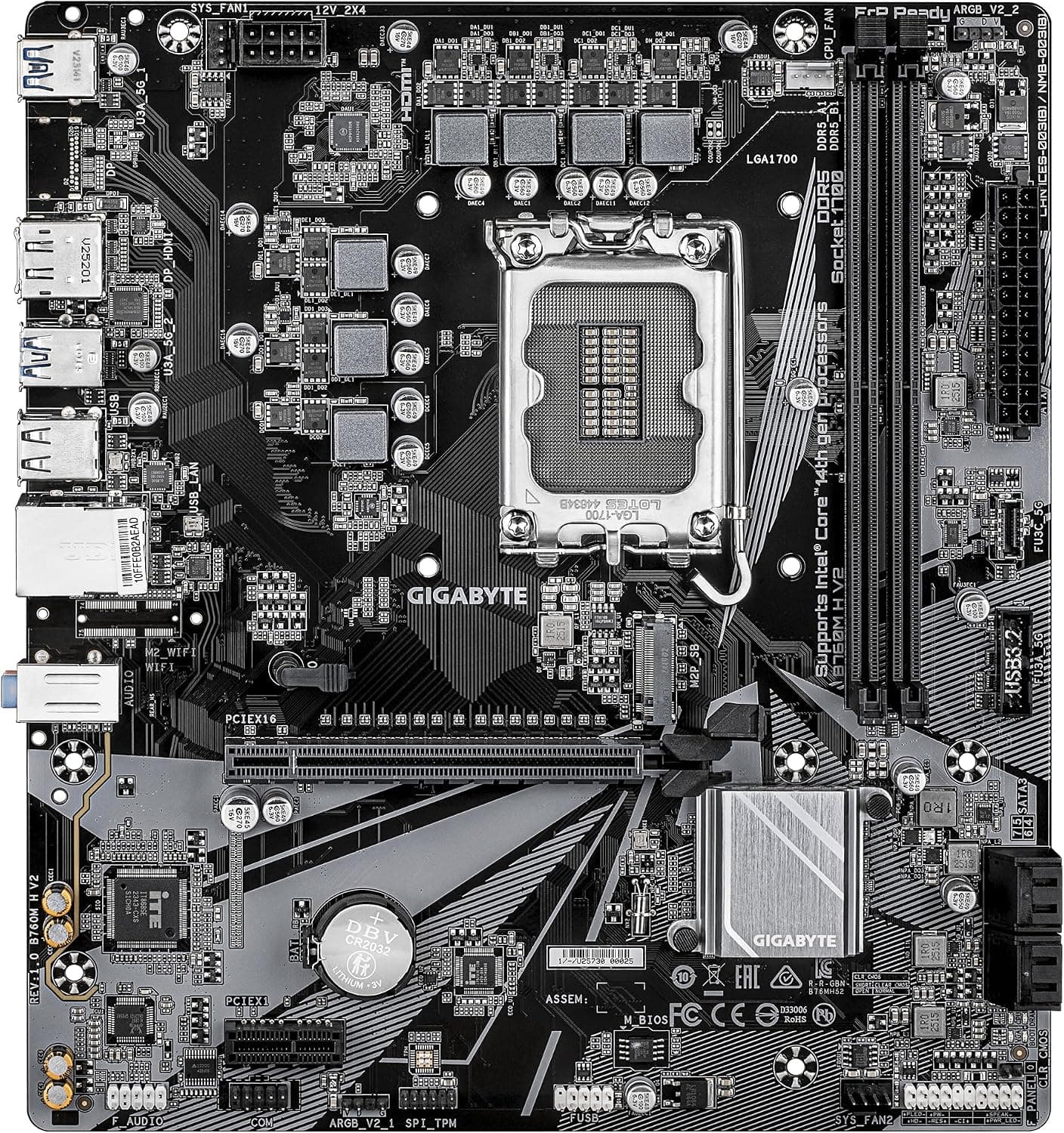 مادربرد GIGABYTE با حافظه DDR5 8000MHz OC و سوکت LGA1700 مدل B760M-H-V2 مادربرد GIGABYTE با حافظه DDR5 8000MHz OC و سوکت LGA1700 مدل B760M-H-V2