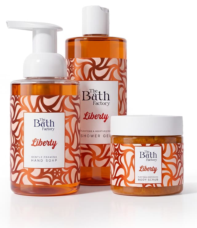 ست ژل دوش، اسکراب بدن و صابون فومی THE BATH FACTORY Liberty ست ژل دوش، اسکراب بدن و صابون فومی THE BATH FACTORY Liberty