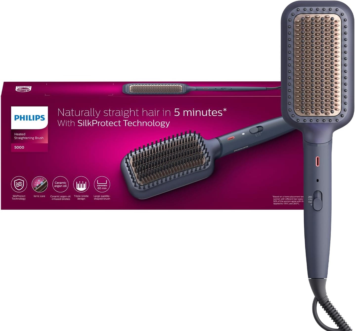 برس صاف کننده حرارتی Philips پوشش سرامیک با روغن آرگان مدل BHH885/03 برس صاف کننده حرارتی Philips پوشش سرامیک با روغن آرگان مدل BHH885/03
