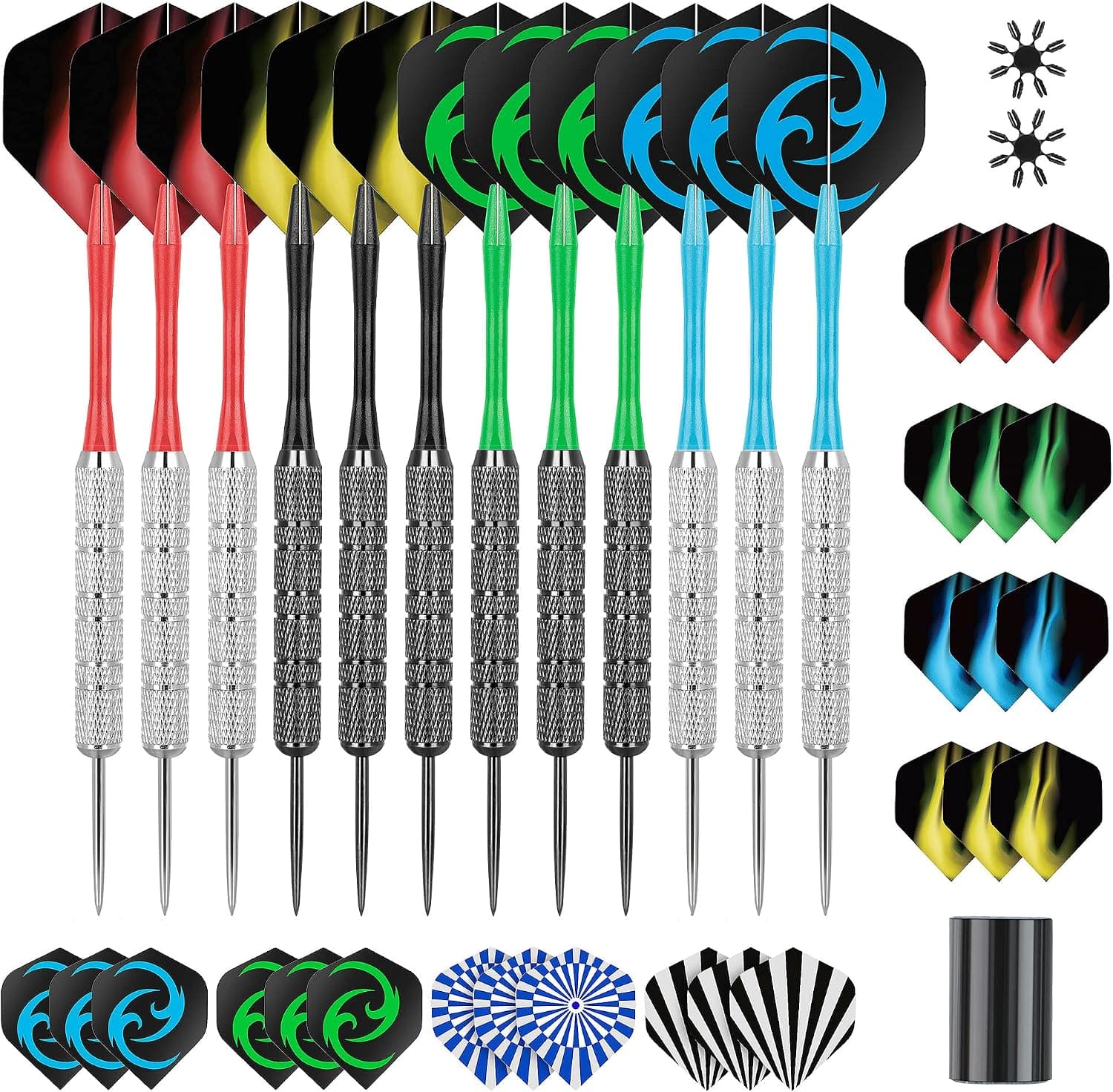 ست دارت نوک فلزی CareGames شامل 12pcs دارت 18 Gram، 12 شفت و 24 بال پرواز ست دارت نوک فلزی CareGames شامل 12pcs دارت 18 Gram، 12 شفت و 24 بال پرواز