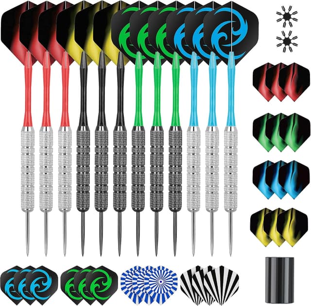 ست دارت نوک فلزی CareGames شامل 12pcs دارت 18 Gram، 12 شفت و 24 بال پرواز ست دارت نوک فلزی CareGames شامل 12pcs دارت 18 Gram، 12 شفت و 24 بال پرواز