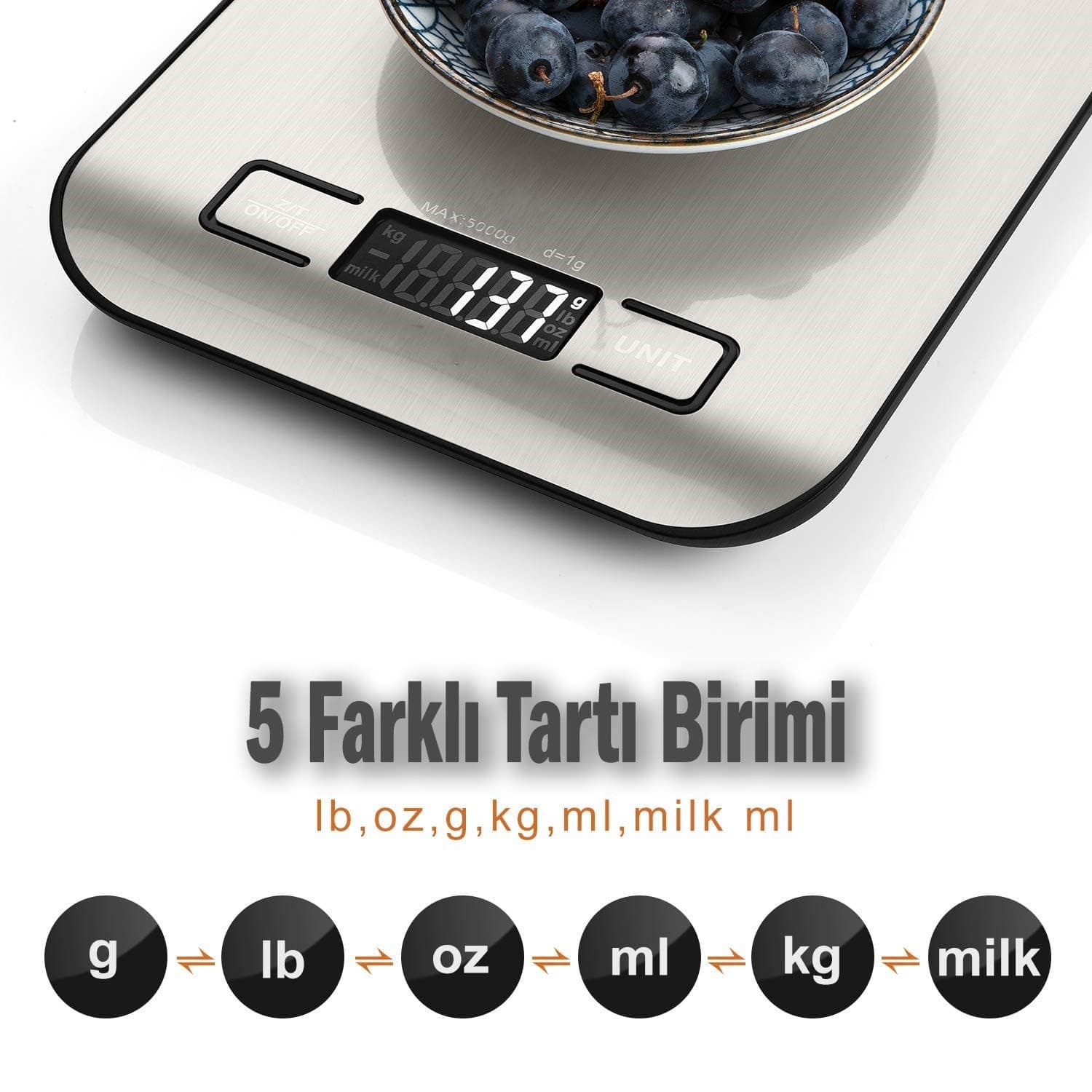 ترازو آشپزخانه دیجیتال Orret Home سطح استیل ضدزنگ ظرفیت 5 کیلوگرم صفحه LCD ترازو آشپزخانه دیجیتال Orret Home سطح استیل ضدزنگ ظرفیت 5 کیلوگرم صفحه LCD
