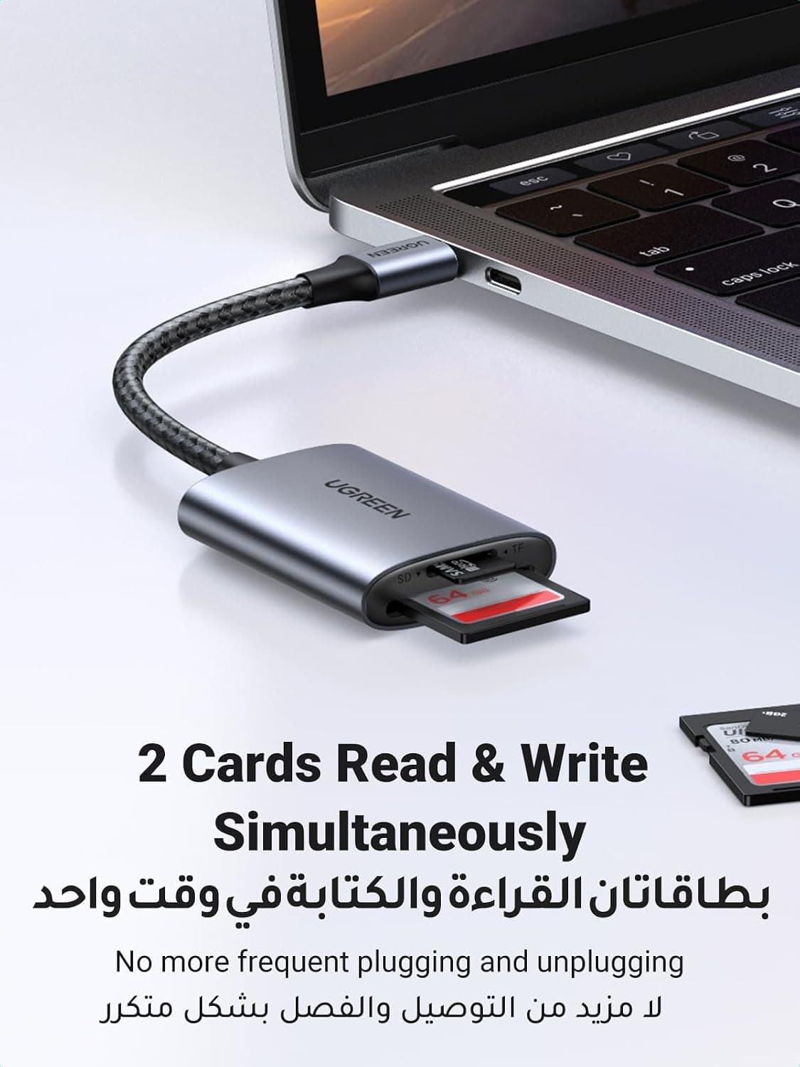 کارتخوان حافظه UGREEN دوکاره OTG Type C برای Micro SD/TF کارتخوان حافظه UGREEN دوکاره OTG Type C برای Micro SD/TF