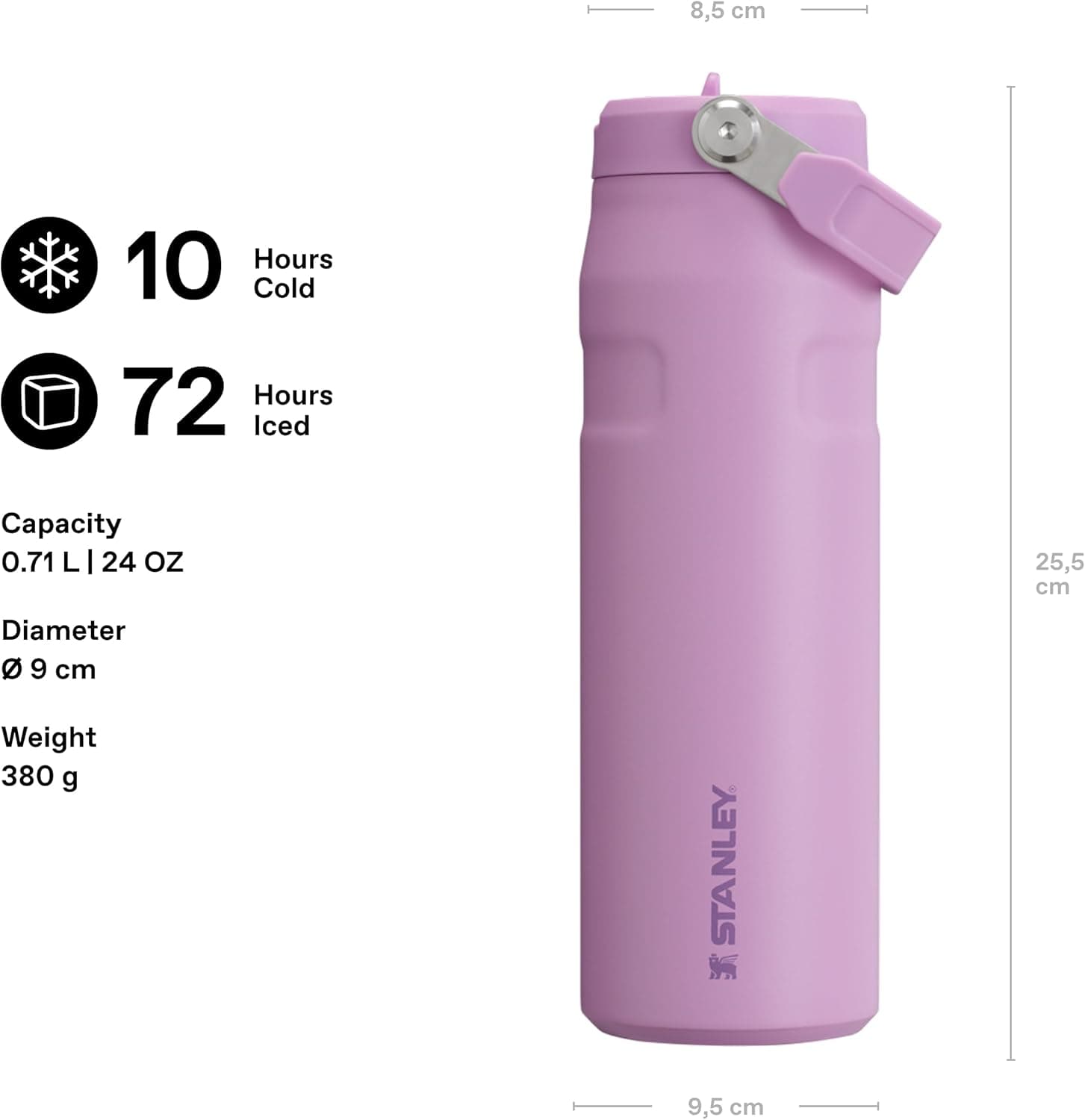 بطری آب عایق Stanley با نی Flip Straw 2.0 مدل IceFlow Aerolight، 0.7 Litre، یاسی، استیل ضدزنگ بطری آب عایق Stanley با نی Flip Straw 2.0 مدل IceFlow Aerolight، 0.7 Litre، یاسی، استیل ضدزنگ