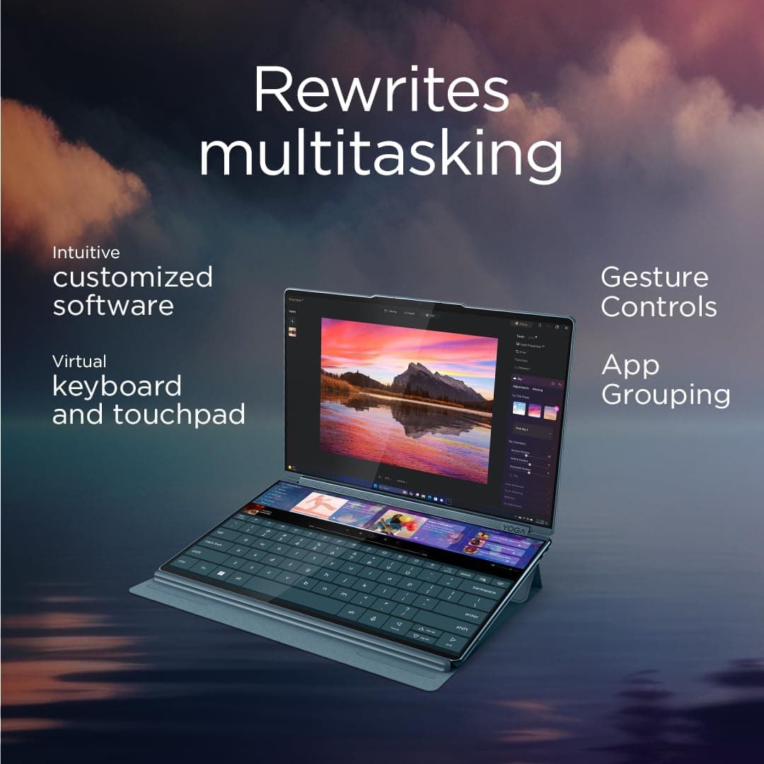 لپتاپ Lenovo Yoga Book 9 دو نمایشگر 14" OLED لمسی 2.8K مدل 14IAH10 کد 83KJ0047AX لپتاپ Lenovo Yoga Book 9 دو نمایشگر 14" OLED لمسی 2.8K مدل 14IAH10 کد 83KJ0047AX