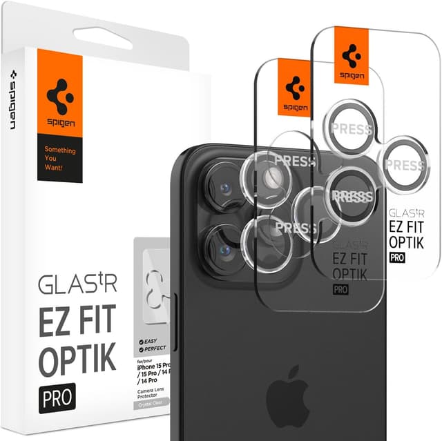 محافظ لنز دوربین Spigen آیفون 15/16/17 Pro Max Glas.tR EZ Fit Optik Pro مدل AGL06914 محافظ لنز دوربین Spigen آیفون 15/16/17 Pro Max Glas.tR EZ Fit Optik Pro مدل AGL06914