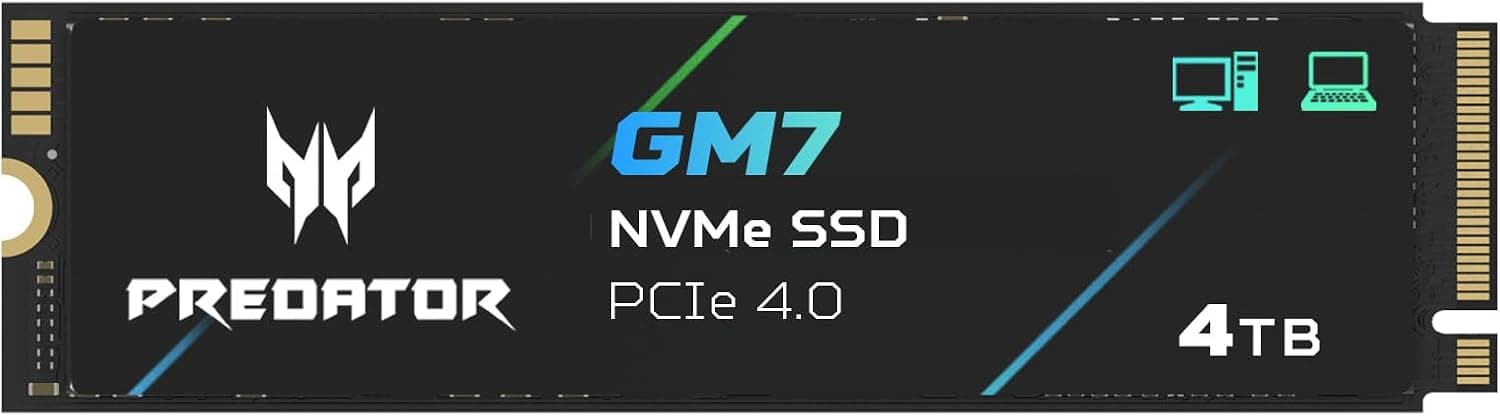 حافظه SSD داخلی لپتاپ، دسکتاپ و PS5 Acer Predator GM7 ظرفیت 2TB، M.2 2280 PCIe Gen4 x4 NVMe 2.0، تا 7200 MB/s، HMB+SLC مدل BL.9BWWR.119 حافظه SSD داخلی لپتاپ، دسکتاپ و PS5 Acer Predator GM7 ظرفیت 2TB، M.2 2280 PCIe Gen4 x4 NVMe 2.0، تا 7200 MB/s، HMB+SLC مدل BL.9BWWR.119