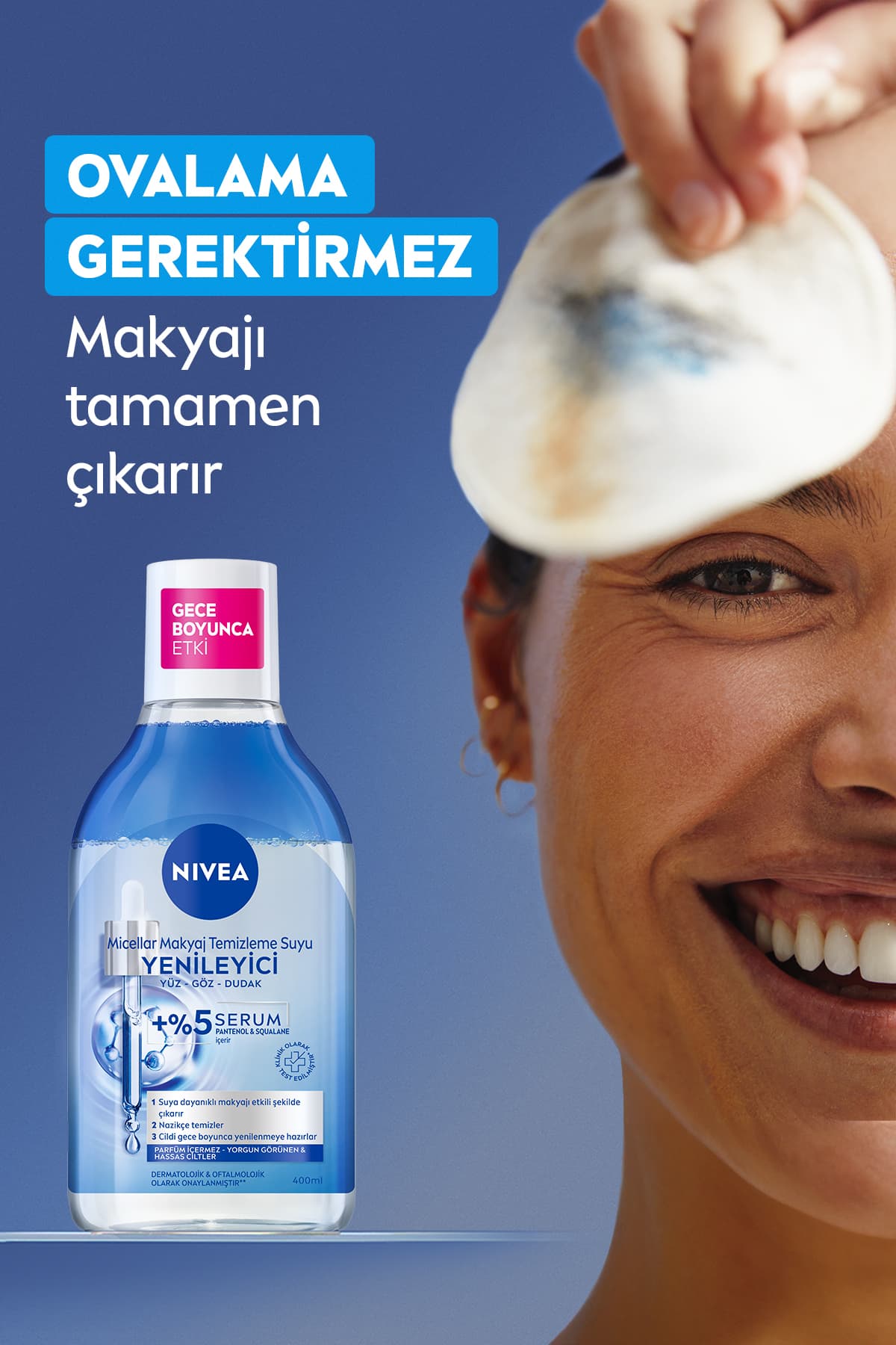 آب میسلار پاککننده آرایش NIVEA بازسازیکننده برای پوست حساس، حاوی سرم 400ml با پد پنبهای هدیه آب میسلار پاککننده آرایش NIVEA بازسازیکننده برای پوست حساس، حاوی سرم 400ml با پد پنبهای هدیه