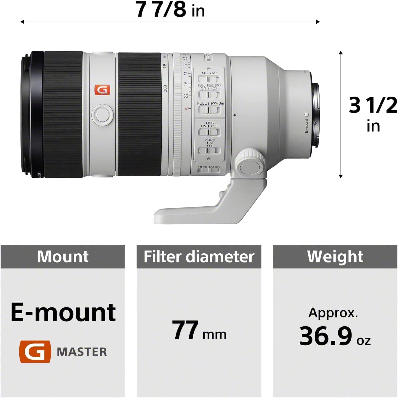 لنز زوم تلهفوتو فولفریم با دیافراگم ثابت Sony G Master FE 70 200mm F2.8 GM OSS II سفید مدل SEL70200GM2 لنز زوم تلهفوتو فولفریم با دیافراگم ثابت Sony G Master FE 70 200mm F2.8 GM OSS II سفید مدل SEL70200GM2