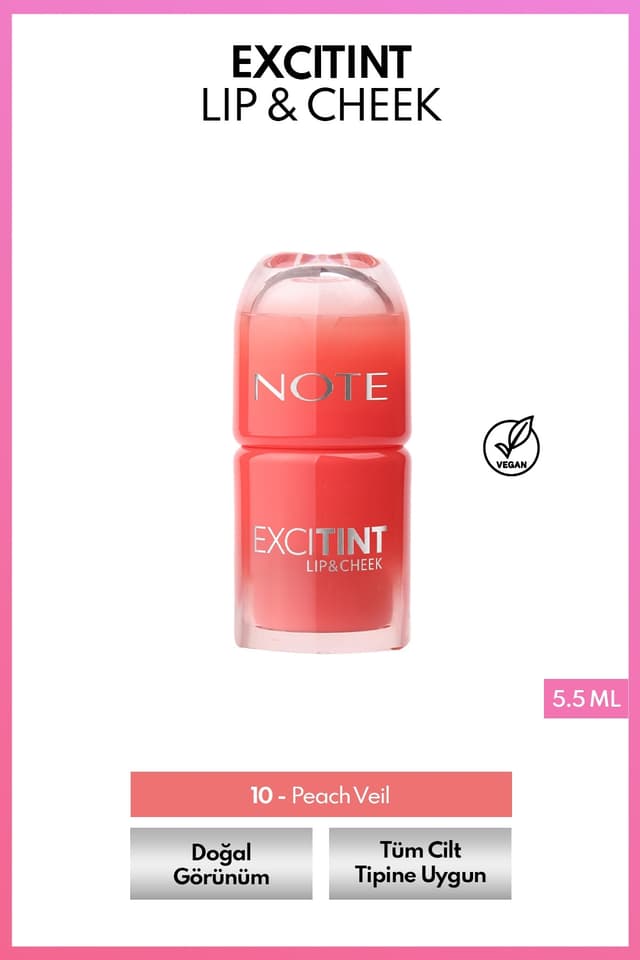 تینت مایع لب و گونه Note Cosmetics مدل Excitint 10 هلویی تینت مایع لب و گونه Note Cosmetics مدل Excitint 10 هلویی