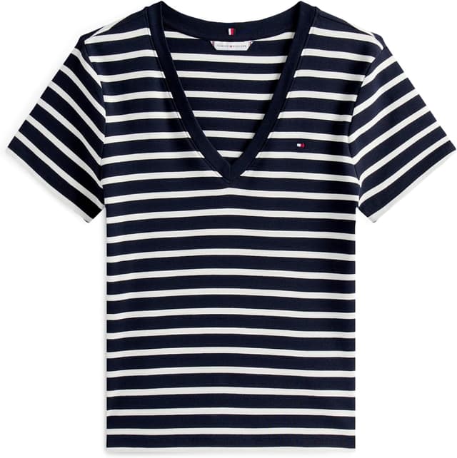 تیشرت زنانه Tommy Hilfiger یقه V آستین کوتاه مدل SLIM CODY تیشرت زنانه Tommy Hilfiger یقه V آستین کوتاه مدل SLIM CODY