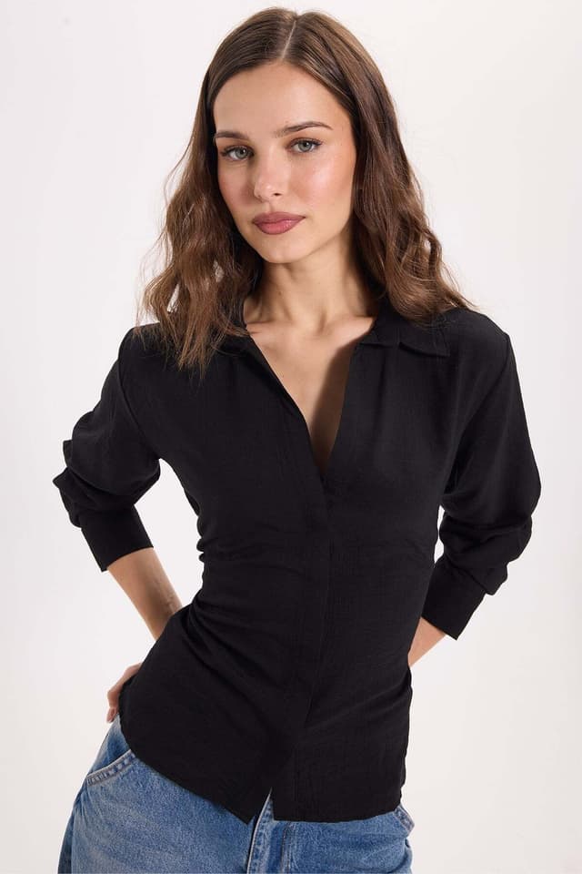 پیراهن زنانه Tudors Slim Fit مشکی با بند در کمر و پشت پیراهن زنانه Tudors Slim Fit مشکی با بند در کمر و پشت