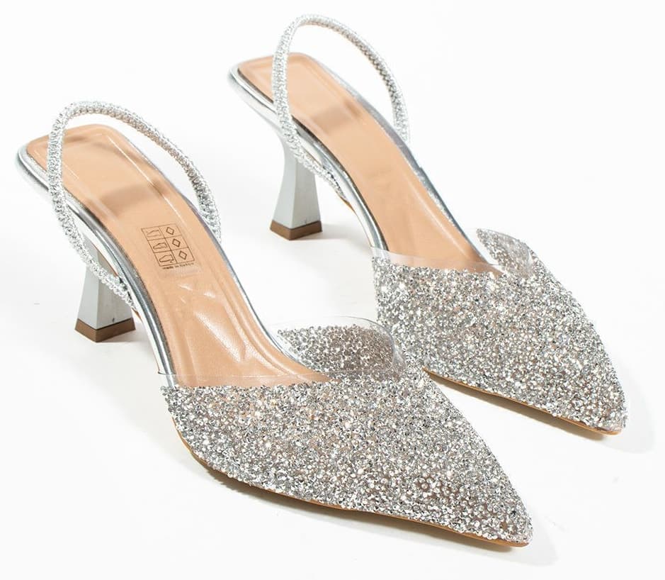 کفش پاشنهدار پشتباز DUXAL SHOES با جزئیات خردهشیشه مدل London کفش پاشنهدار پشتباز DUXAL SHOES با جزئیات خردهشیشه مدل London