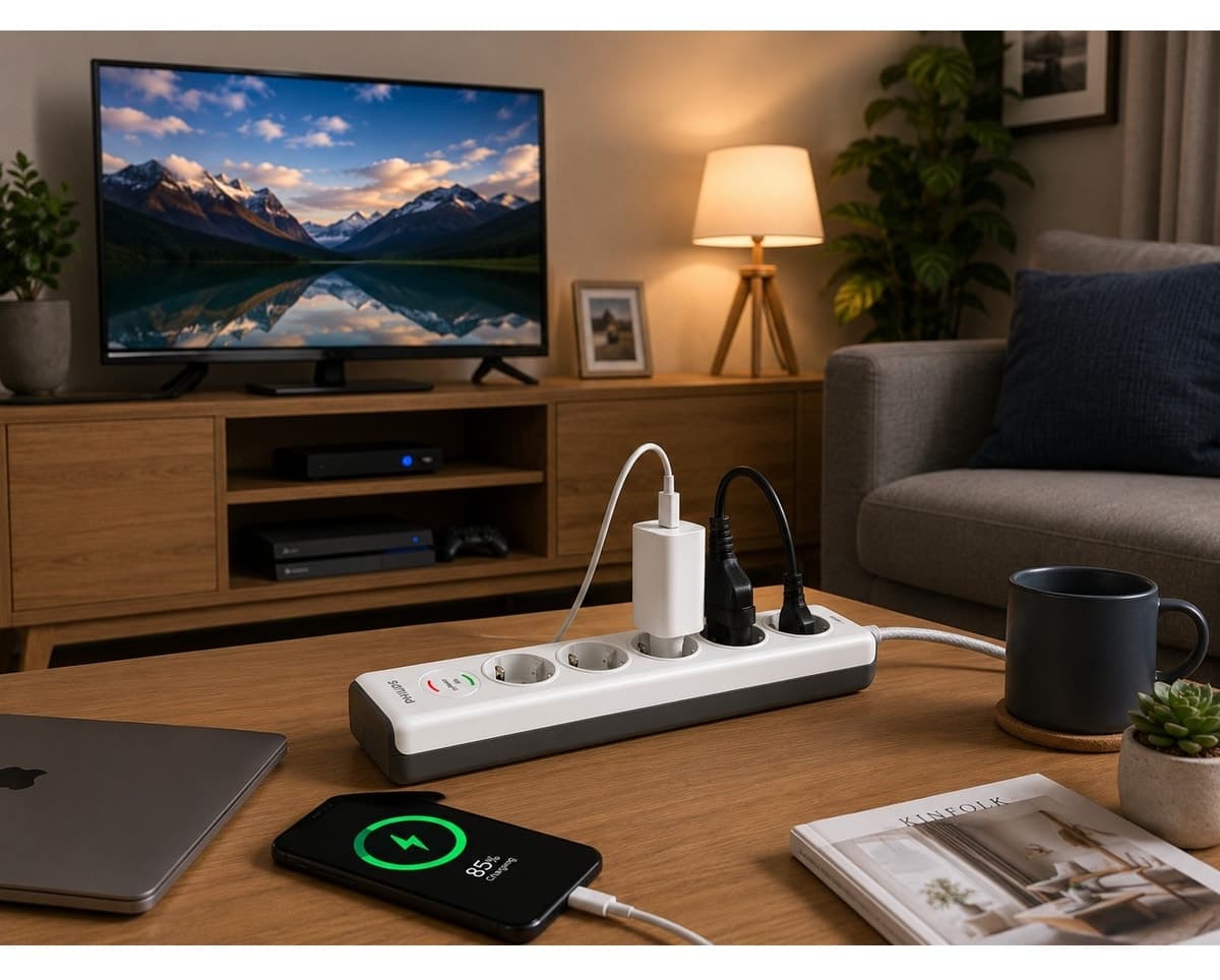پریز برق Philips سفید ۴ خانه 3680W ۲ متری مدل SPN7040WA/62 پریز برق Philips سفید ۴ خانه 3680W ۲ متری مدل SPN7040WA/62