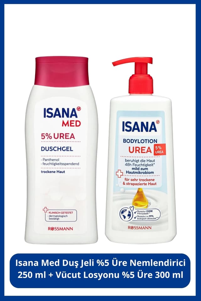 ست ژل دوش و لوسیون بدن ISANA با ۵٪ اوره، 250 ml + 300 ml ست ژل دوش و لوسیون بدن ISANA با ۵٪ اوره، 250 ml + 300 ml