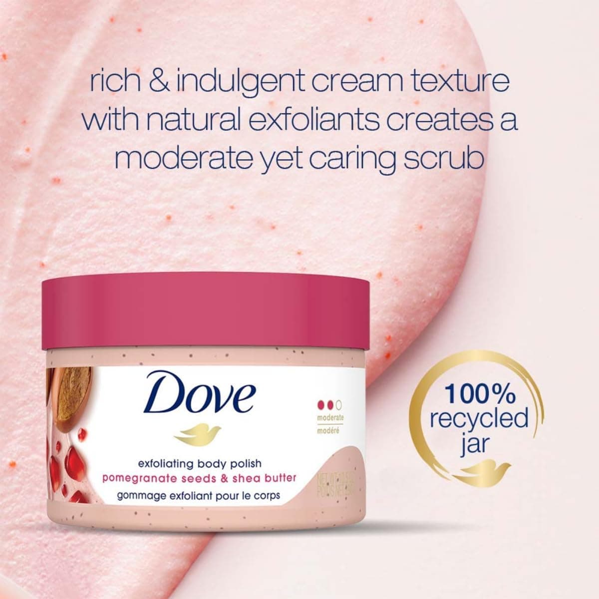 اسکراب بدن Dove لایهبردار با کره شی و دانه انار 298gm اسکراب بدن Dove لایهبردار با کره شی و دانه انار 298gm