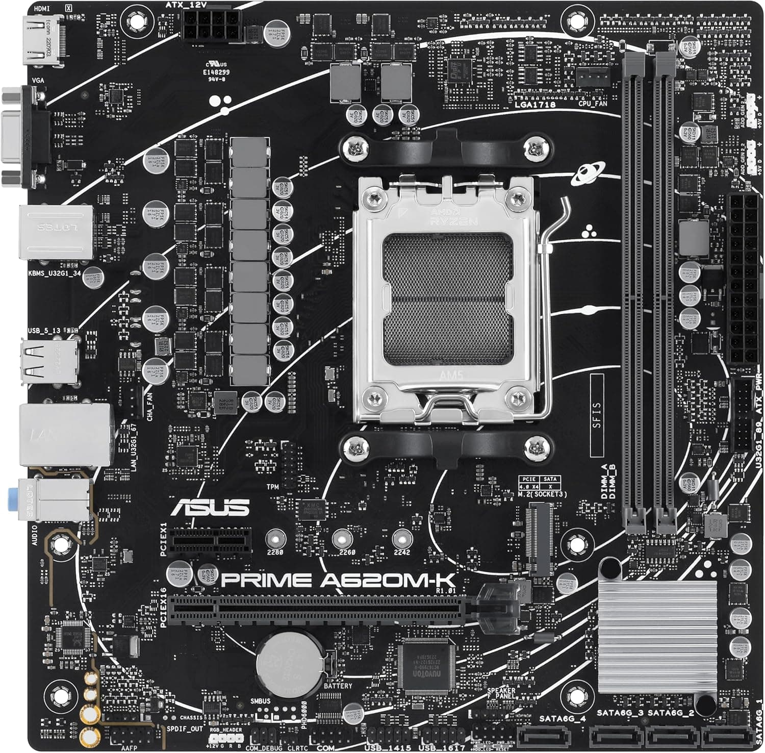 مادربرد ASUS سوکت AM5 چیپست A620 DDR5 Micro ATX مدل PRIME A620M-K مادربرد ASUS سوکت AM5 چیپست A620 DDR5 Micro ATX مدل PRIME A620M-K
