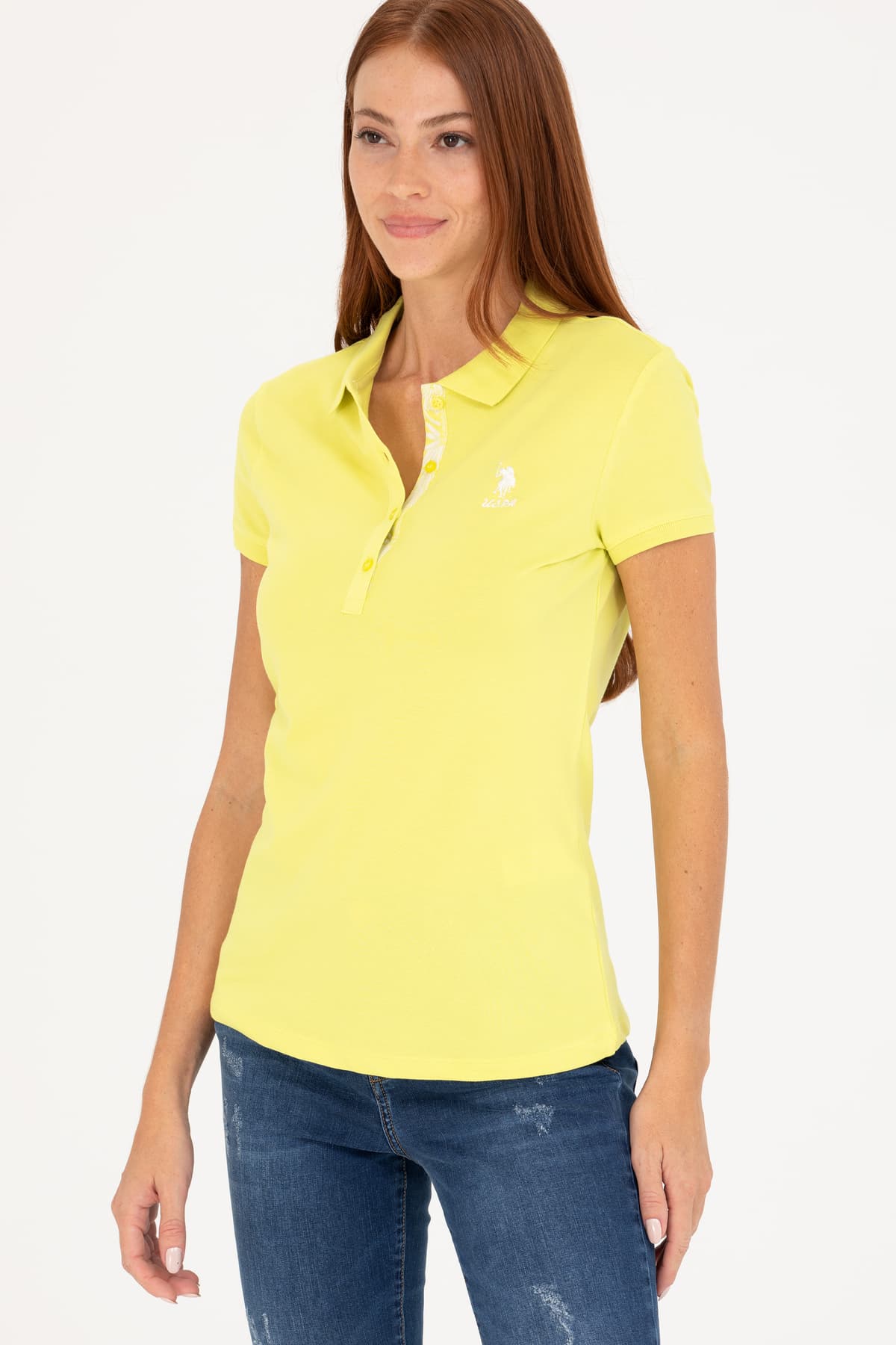 تیشرت زنانه U.S. Polo Assn. یقه پولو ساده زرد نئونی مدل 50266513-VR168 تیشرت زنانه U.S. Polo Assn. یقه پولو ساده زرد نئونی مدل 50266513-VR168