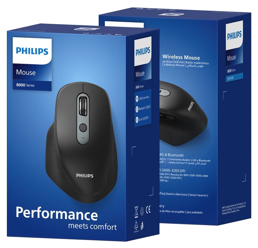 ماوس بیسیم Philips 8 دکمه 3200DPI نوری مشکی مدل SPK7818 ماوس بیسیم Philips 8 دکمه 3200DPI نوری مشکی مدل SPK7818