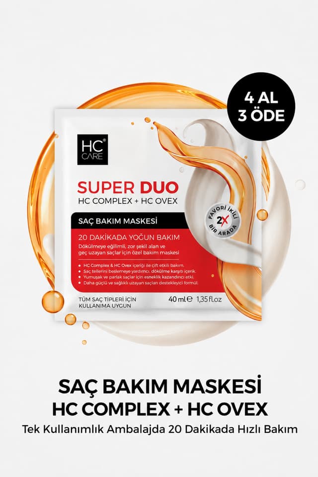 ماسک مو HC Care Süper Duo ترمیمکننده و مرطوبکننده 20 دقیقهای ماسک مو HC Care Süper Duo ترمیمکننده و مرطوبکننده 20 دقیقهای