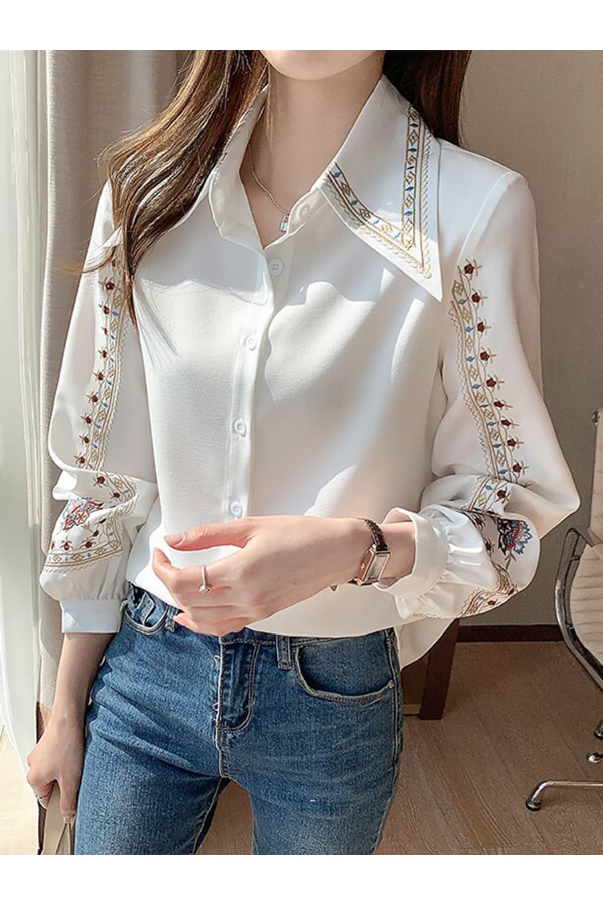پیراهن TRENDBUTİKOFFİCİAL یقه گلدوزیشده پیراهن TRENDBUTİKOFFİCİAL یقه گلدوزیشده