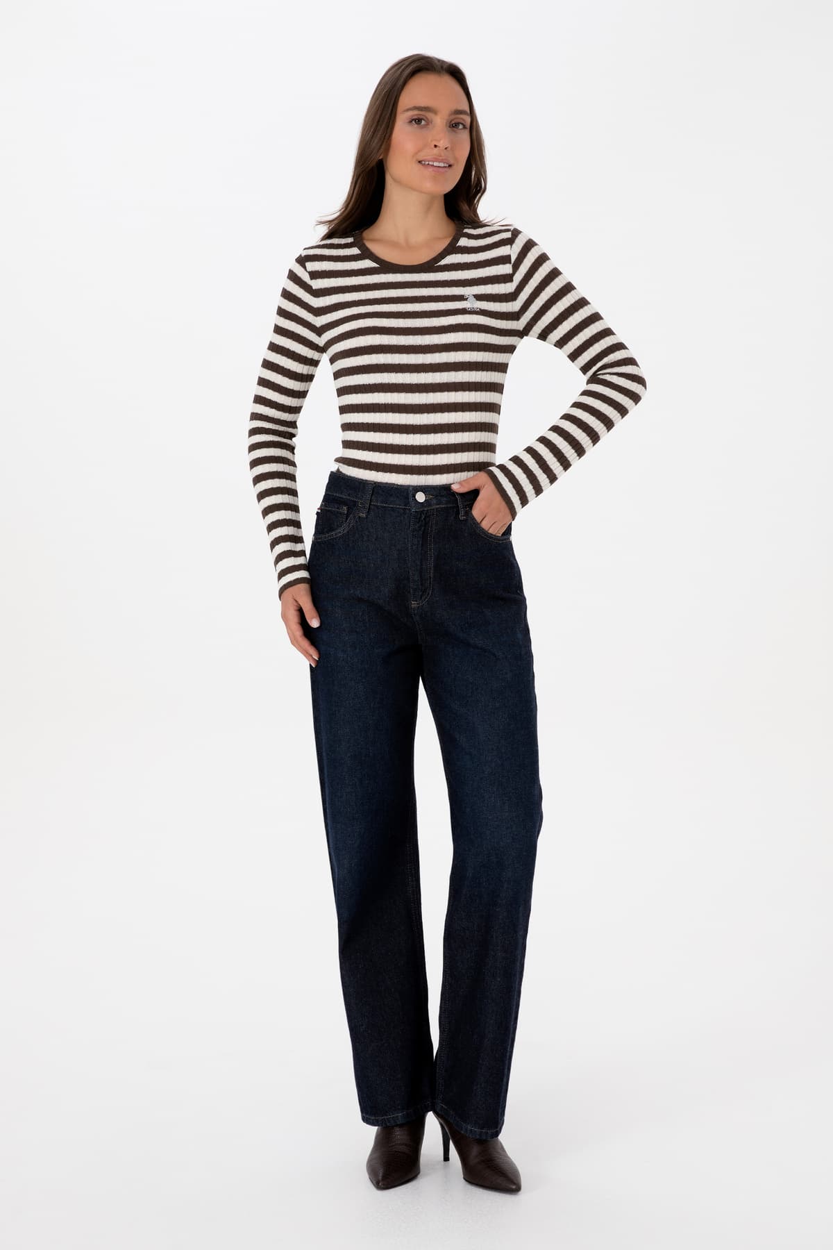 سوئیشرت زنانه U.S. Polo Assn. قهوهای راهراه یقه گرد مدل 50313888-VR029 سوئیشرت زنانه U.S. Polo Assn. قهوهای راهراه یقه گرد مدل 50313888-VR029