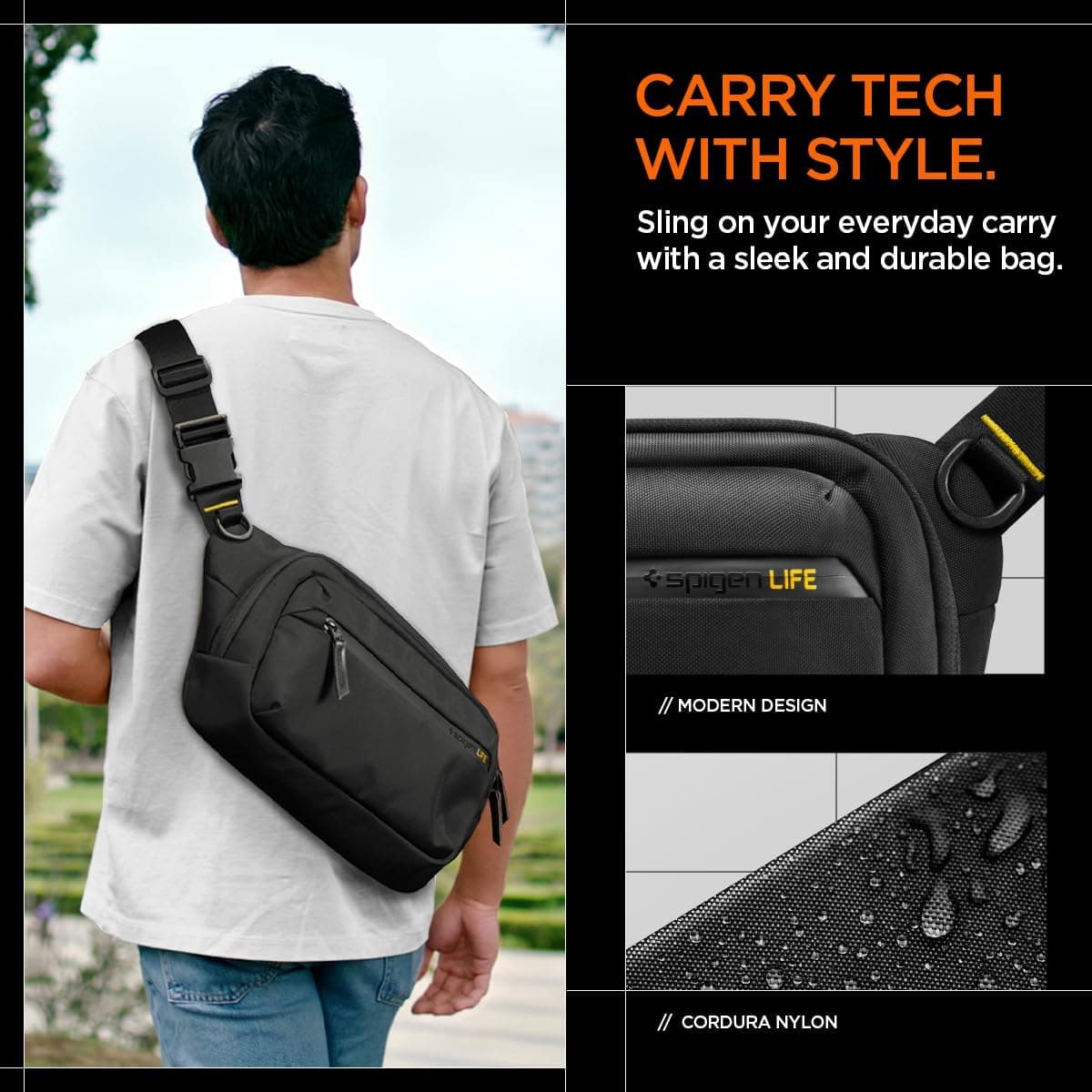 کیف کراسبادی Spigen Life Klasden مدل KD410 ضدآب Cordura مشکی کیف کراسبادی Spigen Life Klasden مدل KD410 ضدآب Cordura مشکی