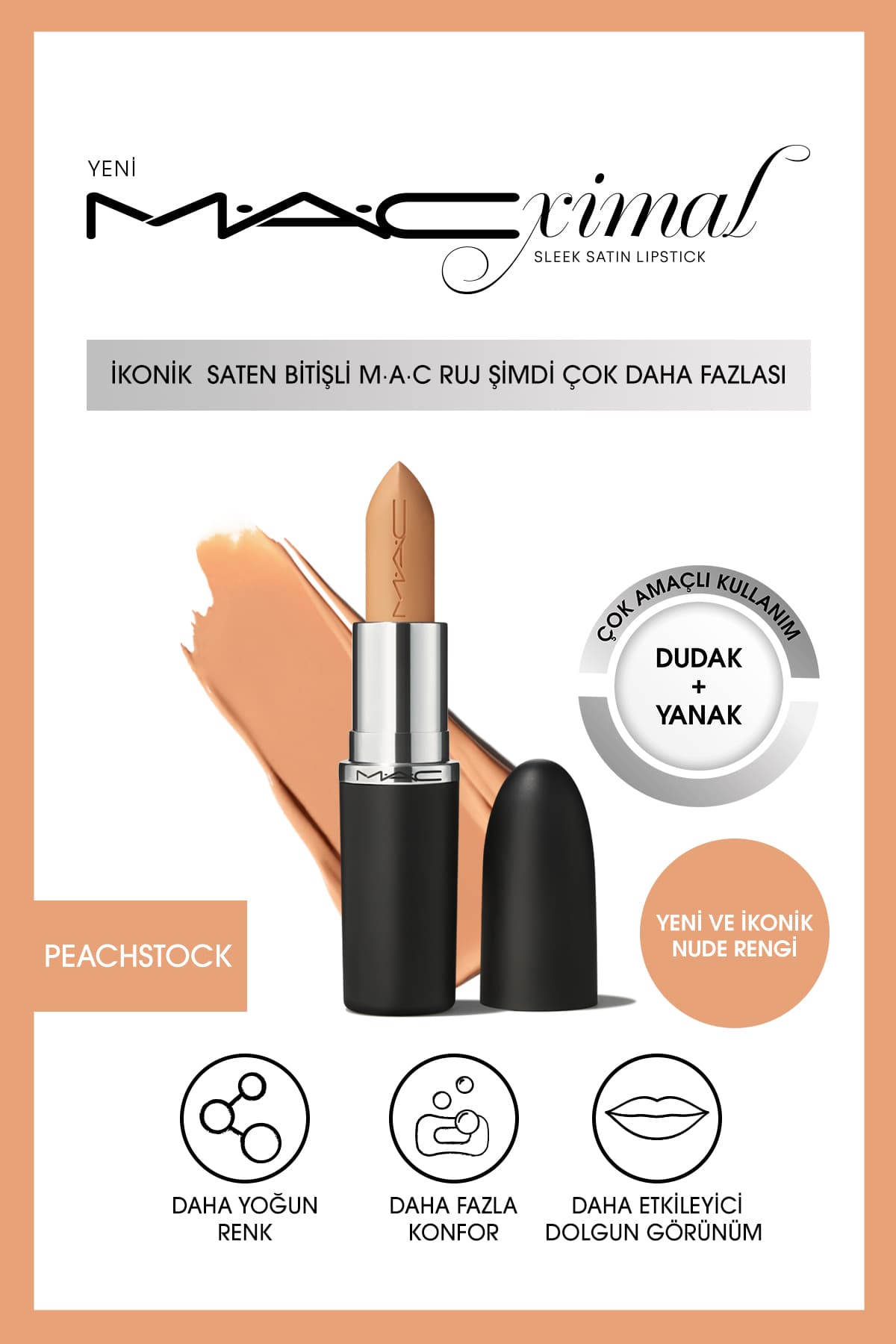 رژ لب Mac سری MACximal Sleek Satin با پایان ساتن مدل Paramount 3.5g رژ لب Mac سری MACximal Sleek Satin با پایان ساتن مدل Paramount 3.5g