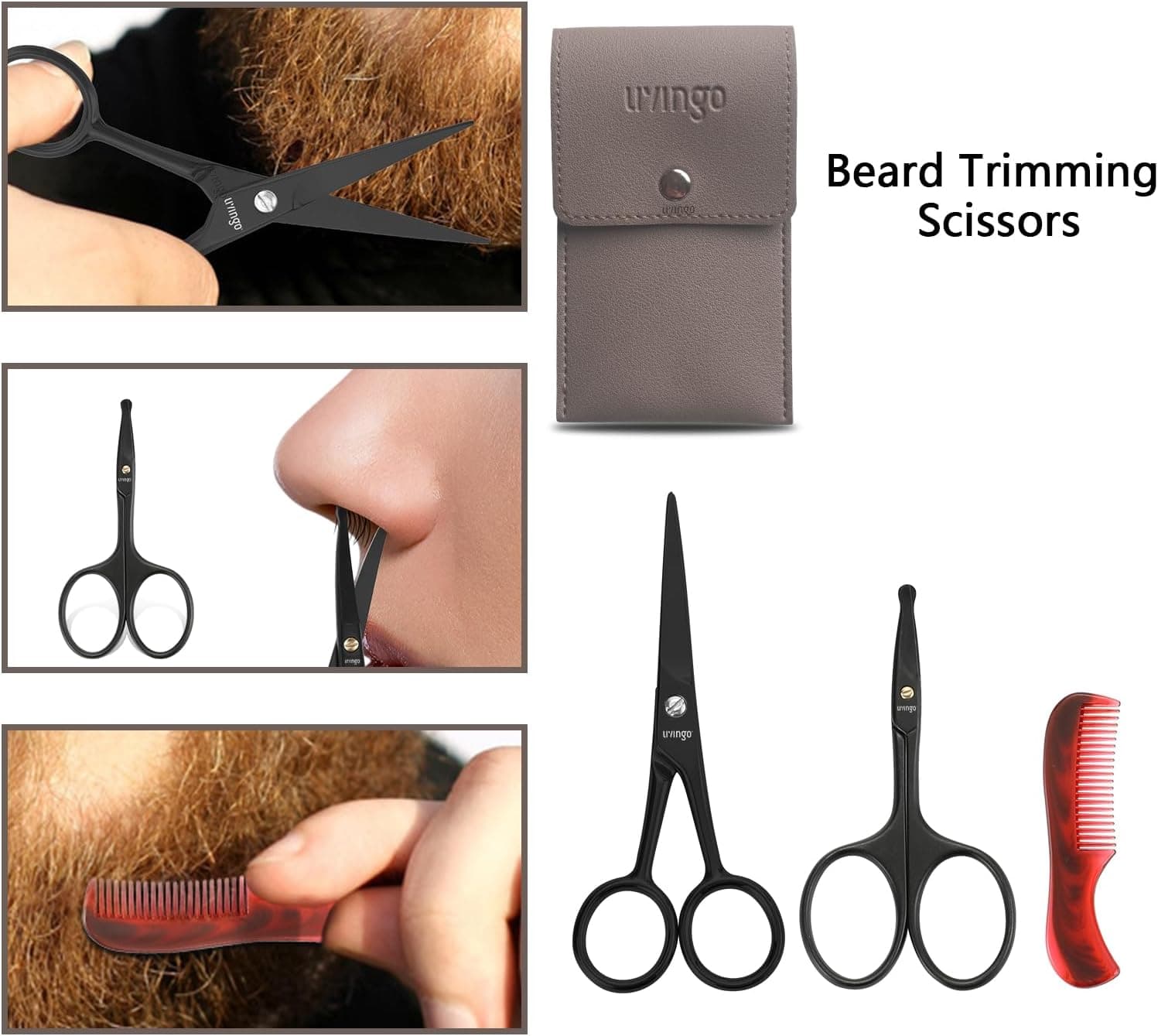 قیچی تیز اصلاح ریش مردانه LIVINGO مشکی 4.5 Inch همراه شانه قیچی تیز اصلاح ریش مردانه LIVINGO مشکی 4.5 Inch همراه شانه