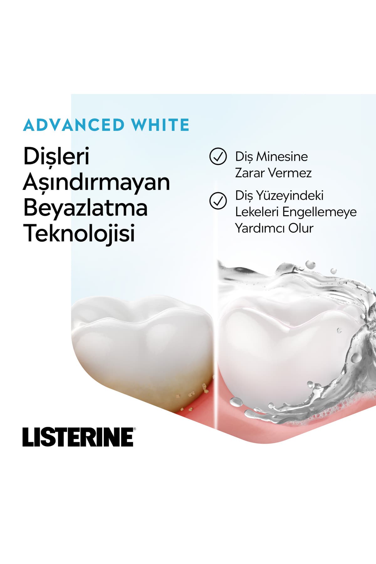 دهانشویه Listerine با طعم ملایم مدل Advanced White حجم 1000 ml دهانشویه Listerine با طعم ملایم مدل Advanced White حجم 1000 ml