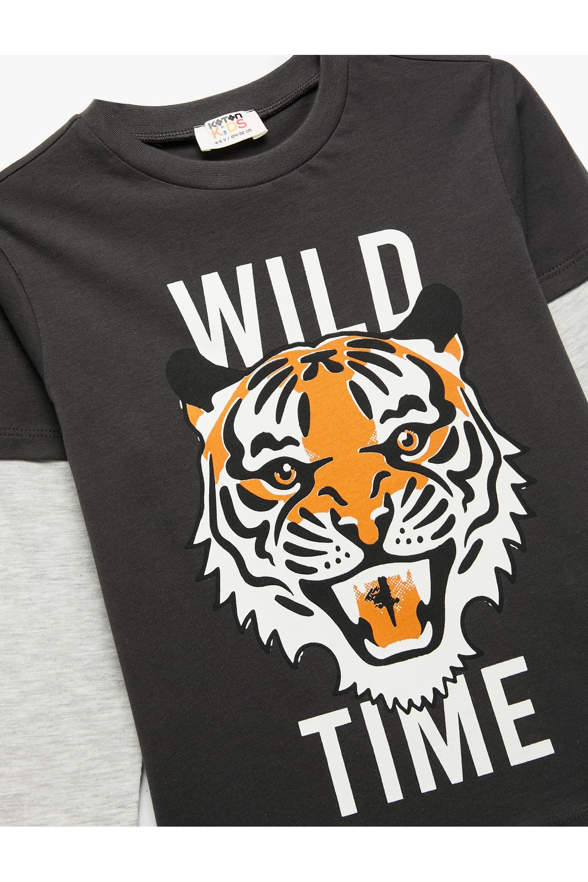 تیشرت Koton آستین بلند یقه گرد با چاپ ببر نخی تیشرت Koton آستین بلند یقه گرد با چاپ ببر نخی