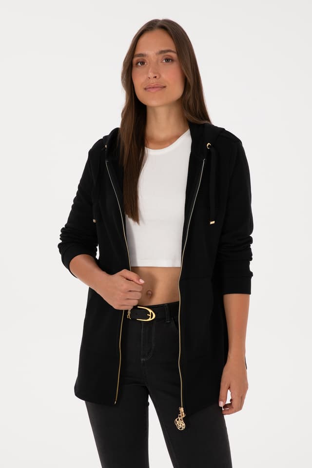 سوئیشرت زنانه U.S. Polo Assn. مشکی زیپدار کلاهدار مدل 50307714-VR046 سوئیشرت زنانه U.S. Polo Assn. مشکی زیپدار کلاهدار مدل 50307714-VR046