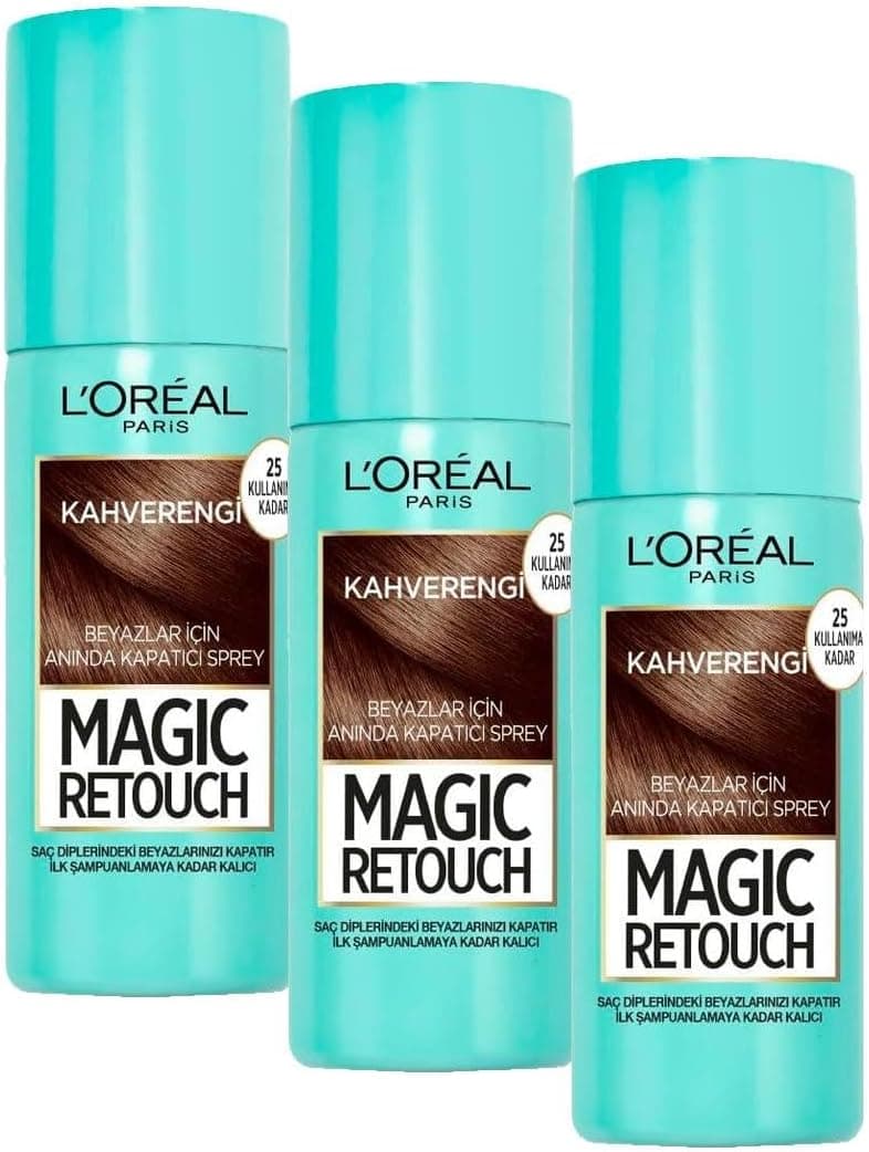 اسپری پوشاننده ریشه سفید مو L'Oreal Paris Magic Retouch قهوهای 75ml بسته 3 تایی اسپری پوشاننده ریشه سفید مو L'Oreal Paris Magic Retouch قهوهای 75ml بسته 3 تایی