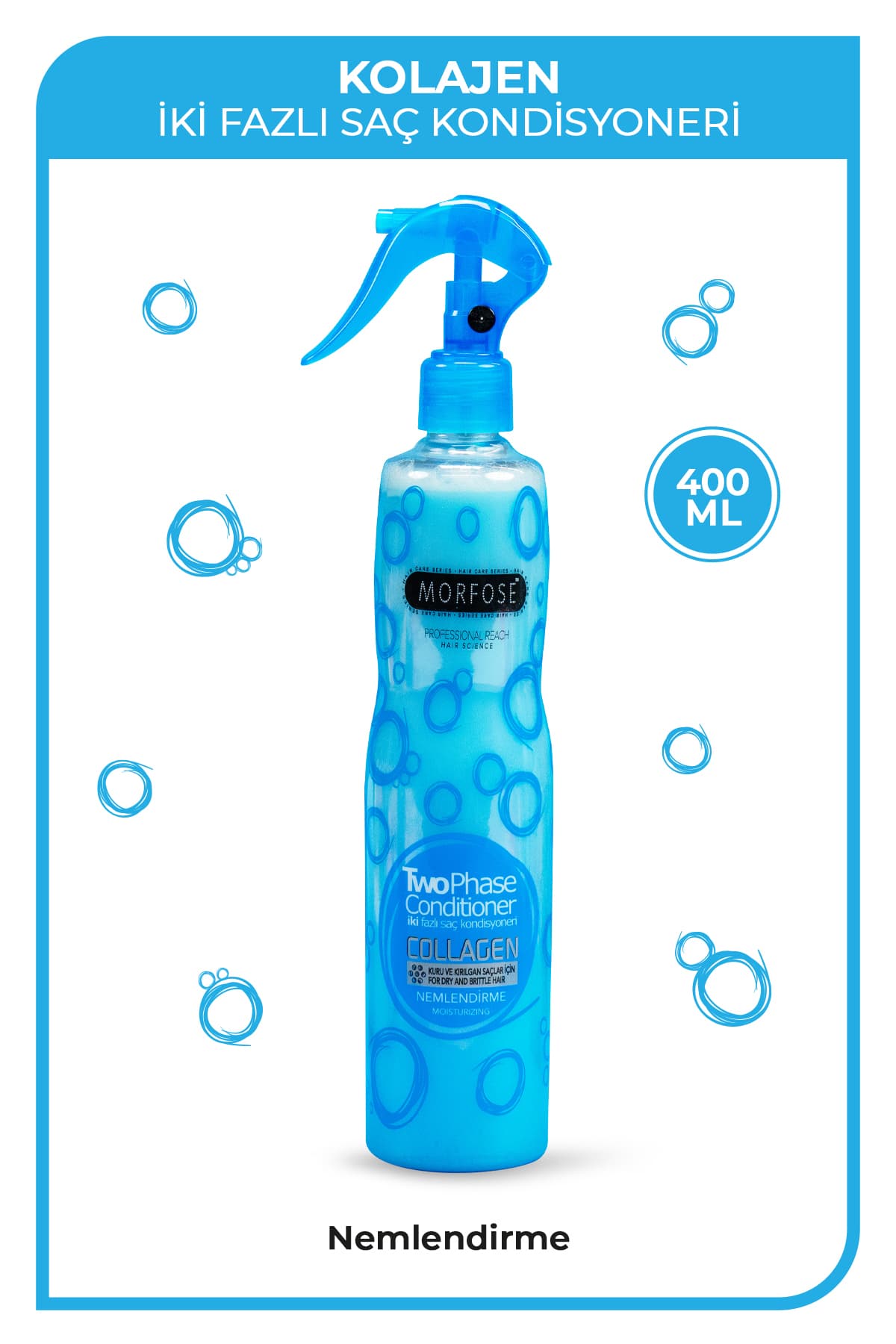 اسپری موی دو فاز حاوی کلاژن Morfose برای موهای خشک، شکننده و کمآب 400 ml اسپری موی دو فاز حاوی کلاژن Morfose برای موهای خشک، شکننده و کمآب 400 ml