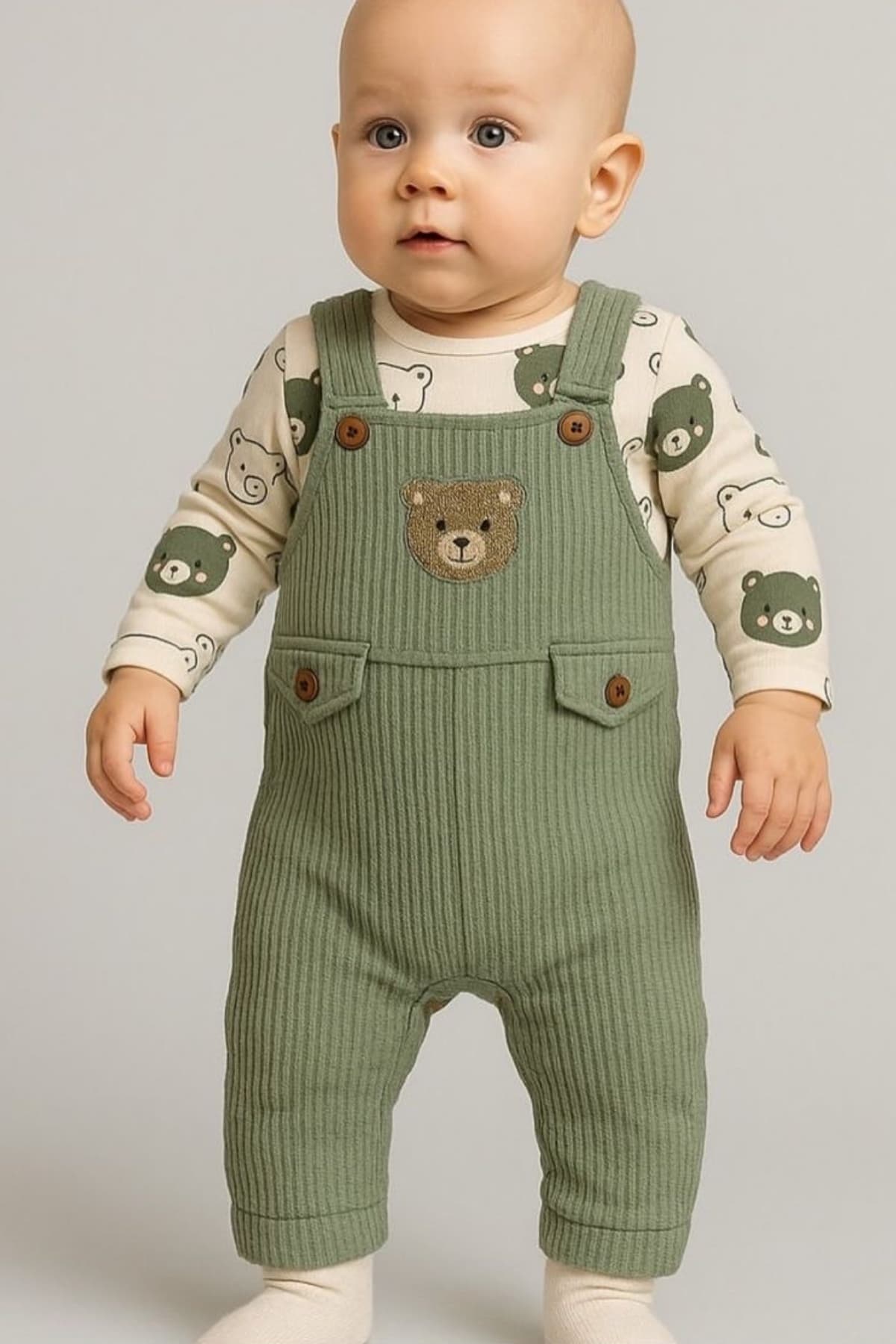 ست نوزاد پسرانه MixMax Bebe طرح خرس گلدوزیشده شامل سرهمی، زیردکمهای و جوراب 3 تکه 100% نخی ست نوزاد پسرانه MixMax Bebe طرح خرس گلدوزیشده شامل سرهمی، زیردکمهای و جوراب 3 تکه 100% نخی