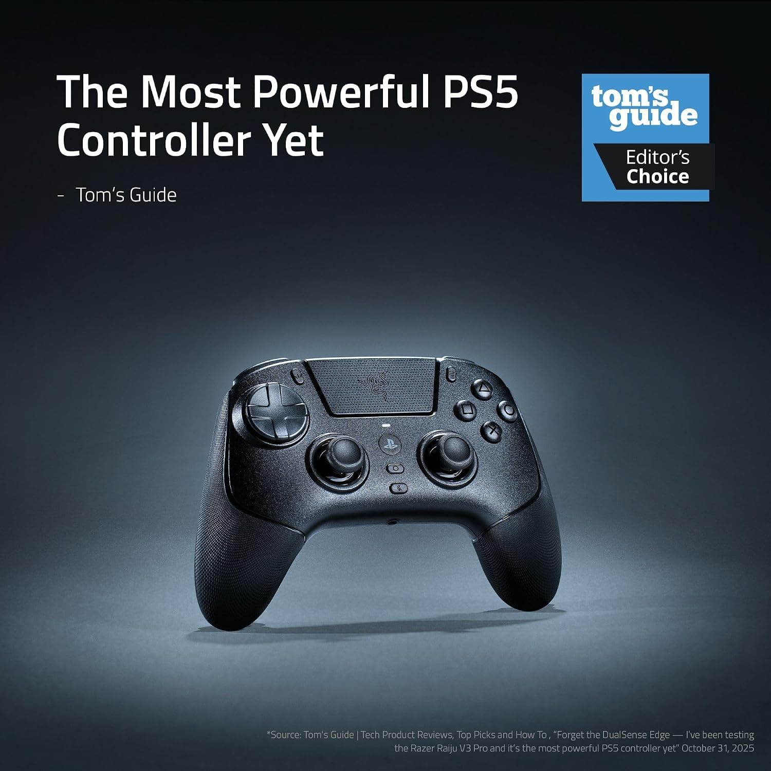 دسته بازی بیسیم PlayStation 5 و PC Razer Raiju V3 Pro با ۴ دکمه جداشدنی و ۲ ضربهگیر پنجهای مشکی دسته بازی بیسیم PlayStation 5 و PC Razer Raiju V3 Pro با ۴ دکمه جداشدنی و ۲ ضربهگیر پنجهای مشکی