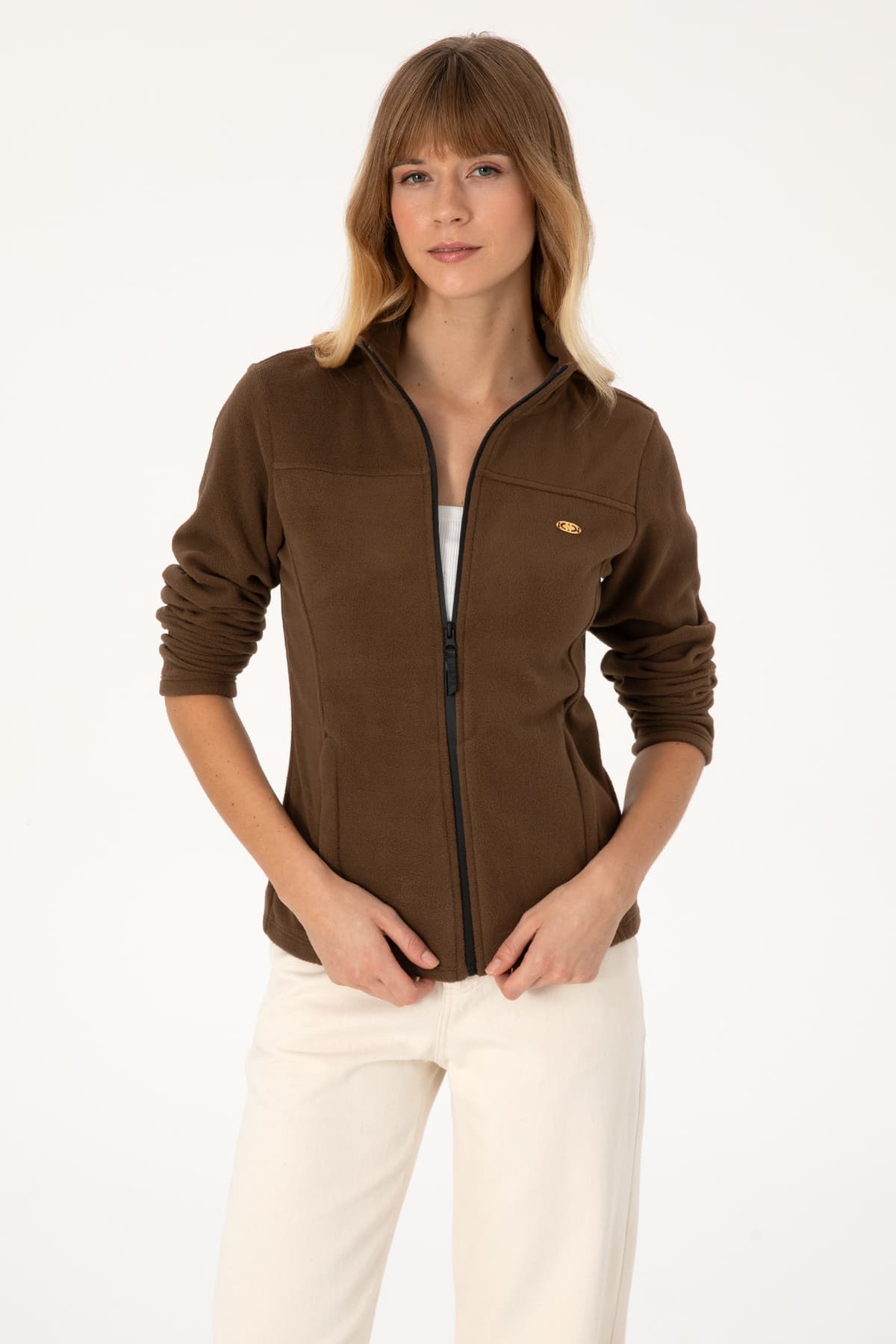 سوئیشرت پلار زنانه U.S. Polo Assn. قهوهای یقه ایستاده زیپدار مدل 50316729-VR029 سوئیشرت پلار زنانه U.S. Polo Assn. قهوهای یقه ایستاده زیپدار مدل 50316729-VR029