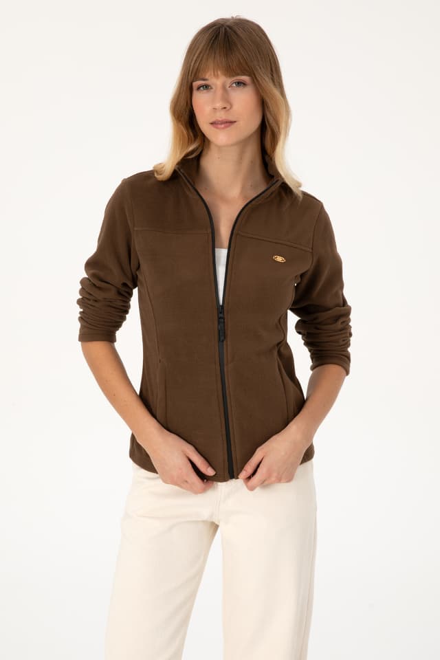 سوئیشرت پلار زنانه U.S. Polo Assn. قهوهای یقه ایستاده زیپدار مدل 50316729-VR029 سوئیشرت پلار زنانه U.S. Polo Assn. قهوهای یقه ایستاده زیپدار مدل 50316729-VR029
