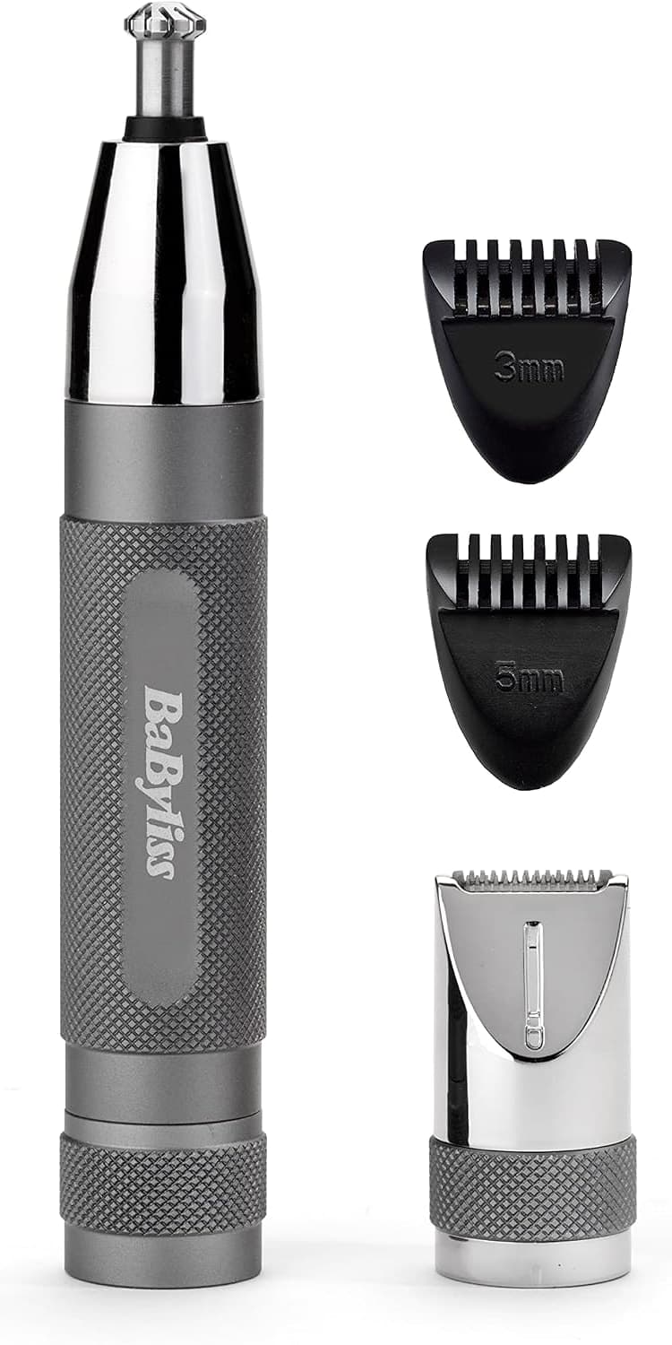 ماشین اصلاح بینی، گوش و ابرو مردانه BaByliss Super-X Metal Series خاکستری نقرهای ماشین اصلاح بینی، گوش و ابرو مردانه BaByliss Super-X Metal Series خاکستری نقرهای